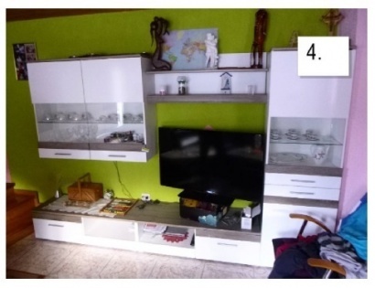 DNEVNI REGAL, BELE BARVE, Z VITRINAMI