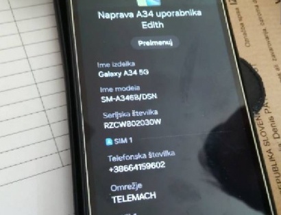 MOBILNI TELEFON SAMSUNG GALAXY A34, SN: RZCW802030W