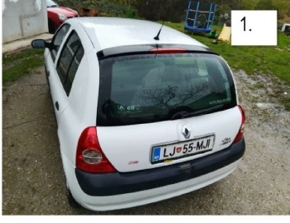 vozilo:RENAULT CLIO / 1.2 / 16V;reg.št:LJ55-MJI;št.šasije:VF1BB2U0536379600;ključi:Izvršitelj NE raz